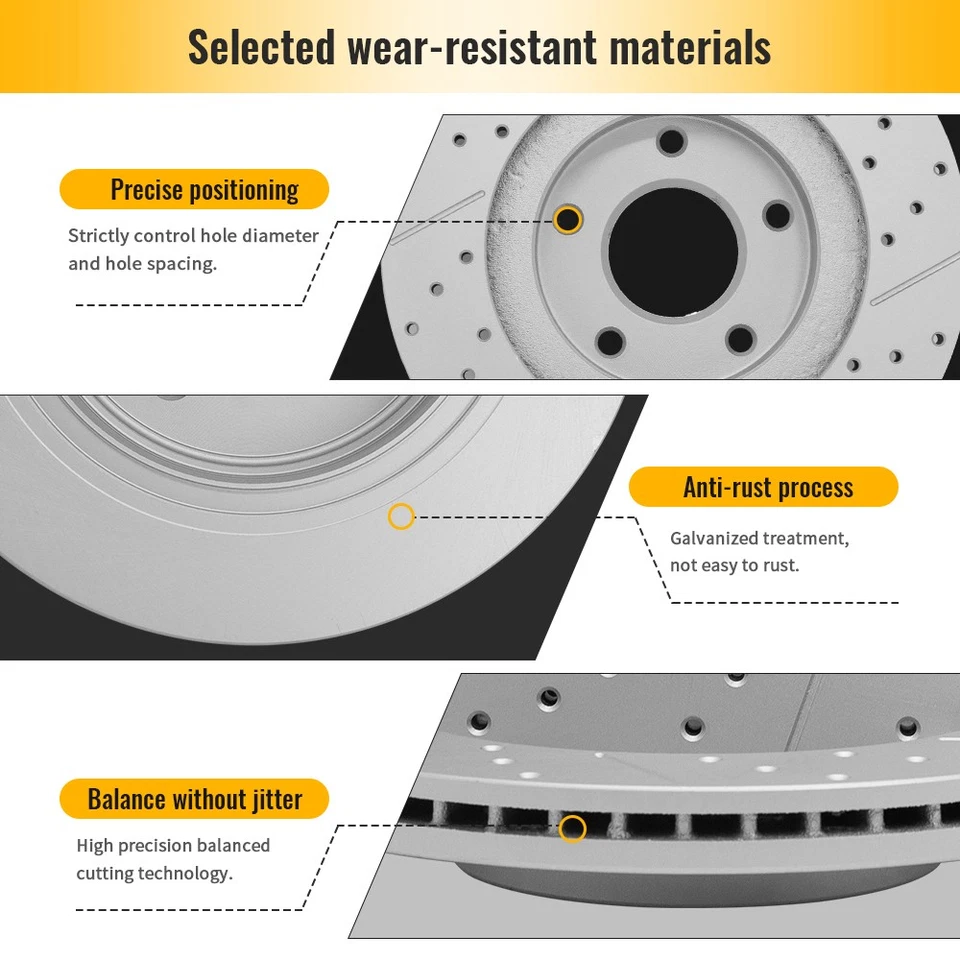 Rear Drilled Rotors Ceramic Pads for Mitsubishi Outlander Sport RVR 2013 - 2024 - Image 3 of 4