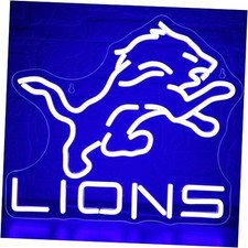 Football Neon Sign for Wall Decor Dimmable Lions LED Light Up Sign Blue Lions