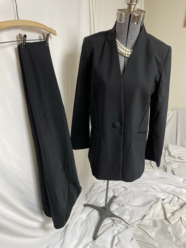 NUEVO Traje Pantalón Cabi Talla 8 Conjunto de Dos Piezas Negro Traje Eléctrico Bolsillos Fácil Cuidado EXEC Foto 3 de 4