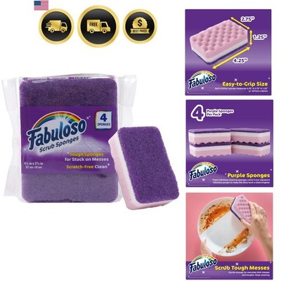 Scratch-Free Kitchen Dish Sponges Purple Cellulose Scrubber Sponge with Scour...