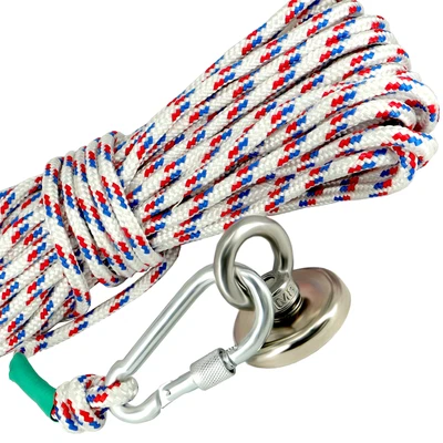 MVT MAGNETE Bergemagnet 100 KG Neodym Magnet Set mit 20m Seil Zum Magnetangeln Magnetfischen
