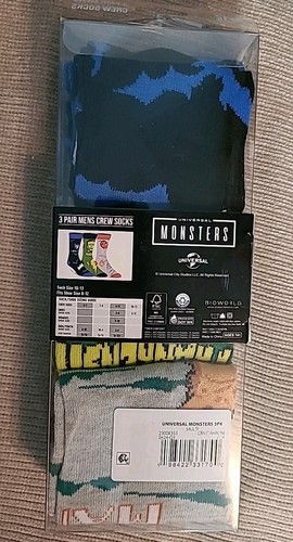 UNIVERSAL MONSTERS Crew Socken 3 Paar Geschenkset Neuheit Neu - Bild 2 von 3