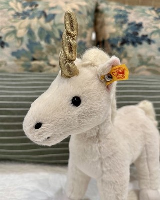 Steiff Unica Unicorn #067662 Plush Stuffed Animal Cream White Rose Gold Stars