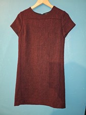 Banana Republic Shift Dress Womens 2 Burgundy Textured Tweed Short Sleeve Career