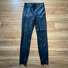ZARA M Black Faux Vegan Leather Edgy Moto Bikercore Zip Ankle Pants Gothic City