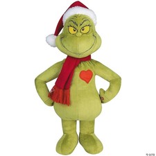 19" Holiday Greeter Stuffed Grinch with Light-Up Heart Christmas Decoration NEW