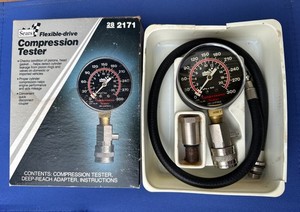 SEARS 28-2171 - VINTAGE Flexible Drive Engine Compression Tester Kit Great Shape