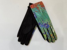FASHION WOMAN VAN GOGH IRISES PRINT TOUCH SCREEN FALL WINTER GLOVE REPRODUCTION