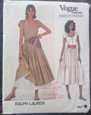 Vouge Pattern 2947 RALPH LAUREN 1980s Prairie...