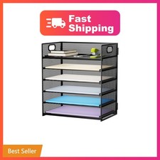 Marbrasse 6 Tier Paper Organizer Letter Tray - Mesh Desk File Organizer with ...