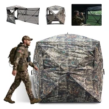 FLISSA Hunting Blind See-Through 3-4 Person 270 Degree with Full-Opening Door