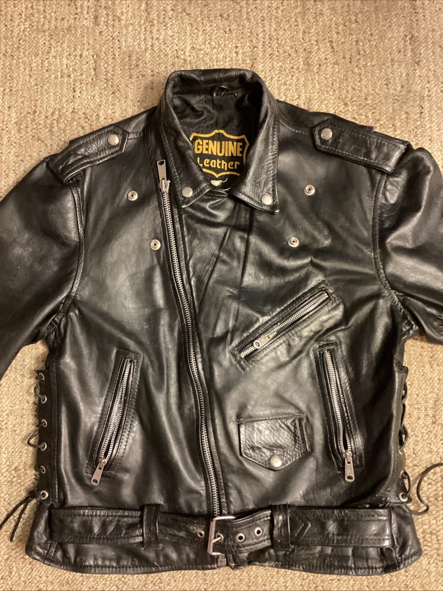 Vintage Genuine Leather Classic Biker Motorcycle Jacket W