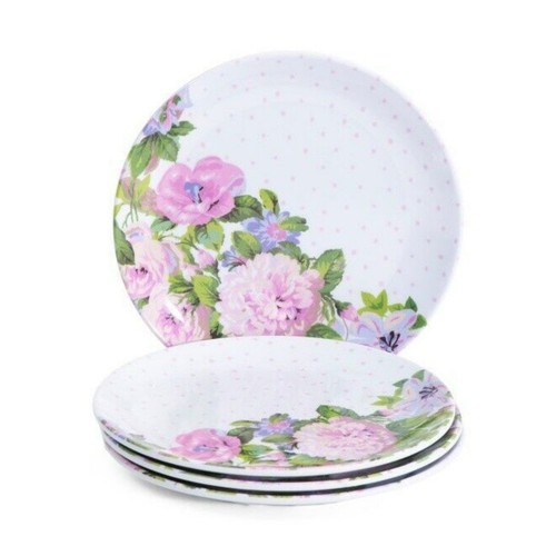 NWT LAURA ASHLEY 4pk Aveline 7.5" Melamine Salad Plates Spring Lavender Floral