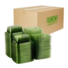 Compostable 12oz Rectangular Deli Containers With Lids, Case of 300, Veridian...