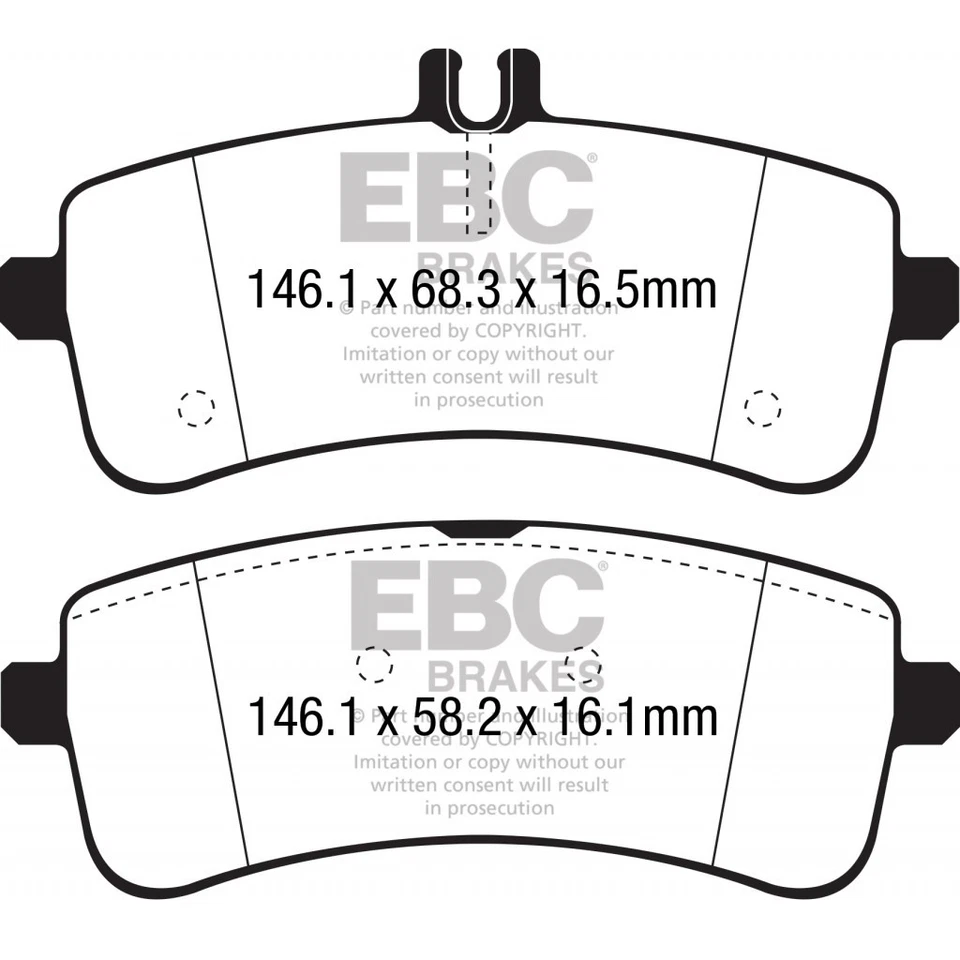Задние тормозные колодки EBC для Mercedes-Benz S65 AMG 2015 16 17 18 2019 — желтые - Изображение 2 из 4