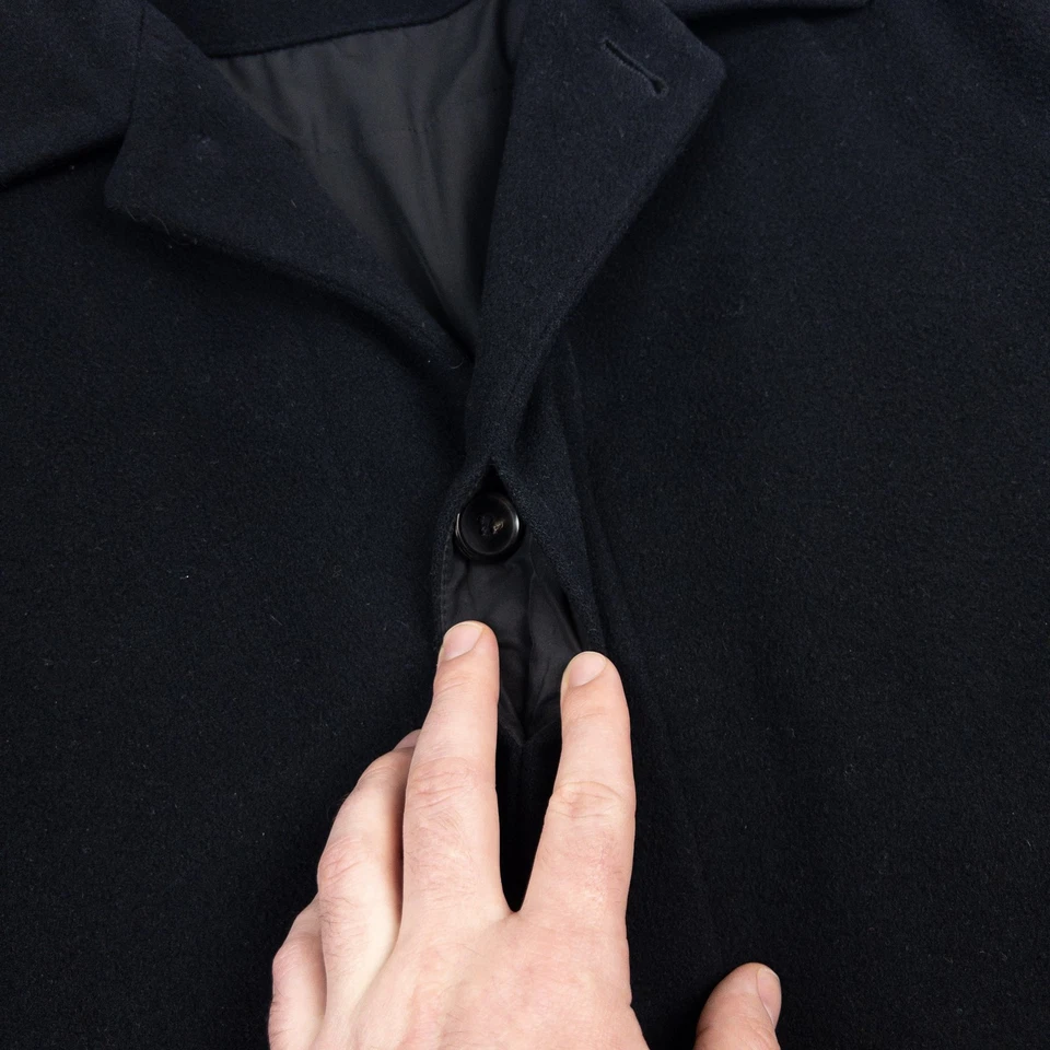 Abrigo Hugo Boss Para Hombre EU 50 40R Mezcla Lana Cachemira Negro Sólido Botones Ocultos Foto 4 de 4