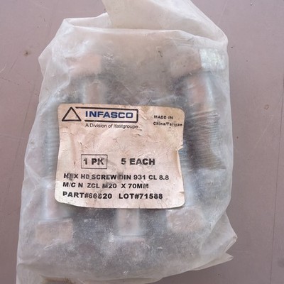 Infasco HD SCREW DIN 931 CL 8.8 M/C N ZCL M20 x 70MM (PACK OF 5)