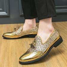 Mens Faux Patent Leather Brogue Wing Tip Casual Shoes Oxfords