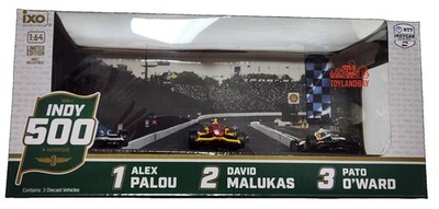 2025 Indy 500 Podium 3-Car Set Palou Malukas O'Ward 1:64 Scale IXO