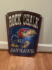 Rock Chalk Kansas University Jayhawks KU Wooden Sign 11