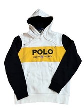 Polo Ralph Lauren Colorblock Logo Fleece Hoodie White Yellow Men  s Size Medium