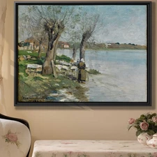 Rustic River Wall Art Canvas Print Vintage Nature Artwork Pastoral Rural Decor