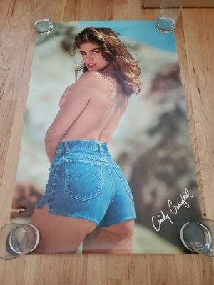 Original Vintage 1992 Cindy Crawford Jean Shorts Sexy Funky Poster (see details)