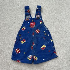 OshKosh Vestbak Bib Romper Overalls Vintage Yacht Club Naval Cargo Boat Theme 3T
