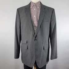 Haggar Men's Sport Coat Blazer Two Button Gray Polyester Viscose 46L