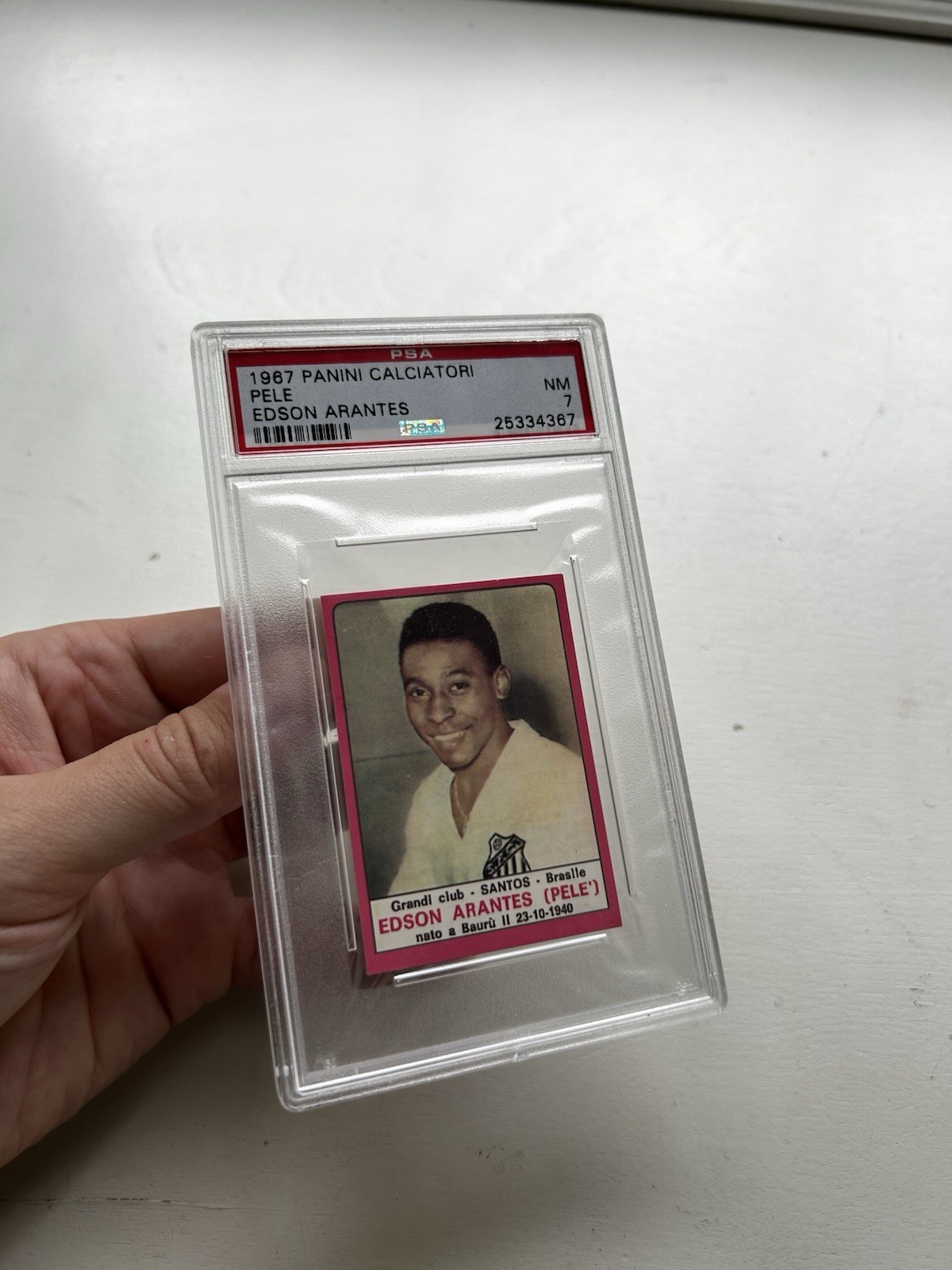 1967 1968 Panini Calciatori PELE PSA 7 NM Set of 2 World Cup BEAUTIFUL LOW POP view 3