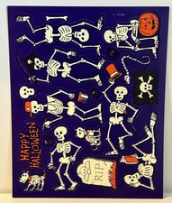 American Greetings GLOW IN THE DARK SKELETONS Sticker Sheet HALLOWEEN