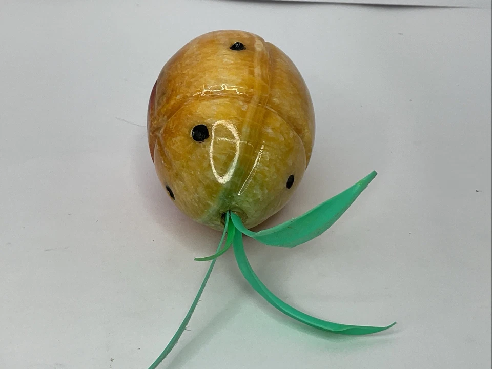 "Piña de ónix natural tallada a mano pulida naranja roja y amarilla 3"" de alto" Foto 4 de 4