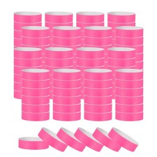 1200 Pack Paper Wristbands for Events, Neon Wrist Bands Fluorescent Pink