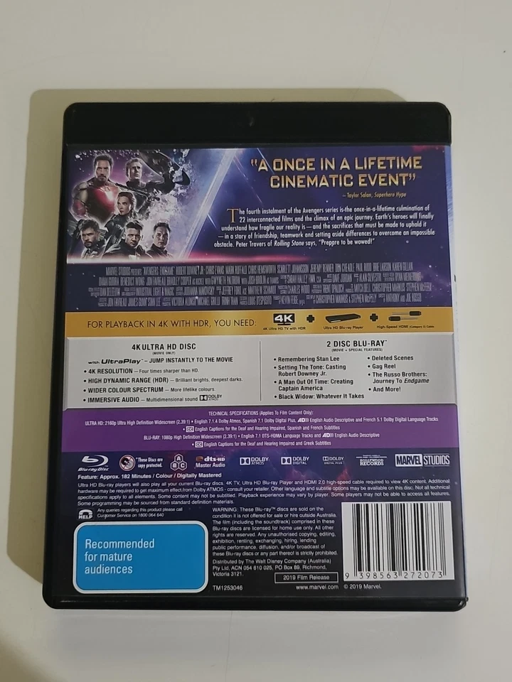 Avengers-Endgame | Blu-ray + Uhd (Blu-ray, 2019) Region Free - image 2 of 4