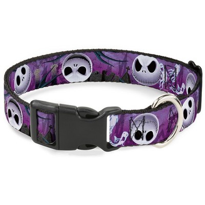 Plastic Clip Collar Jack Expressions/Ghosts in Cemetery Purples/Grays/White WIDE