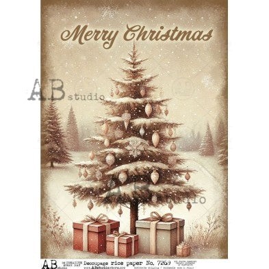 Christmas Tree #7269 | A4 Rice Paper | Paper for Decoupage | AB Studios