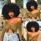 Afro Wigs for Women Short Curly Afro Kinky Wig 70s Bouncy Huge Fluffy Black 