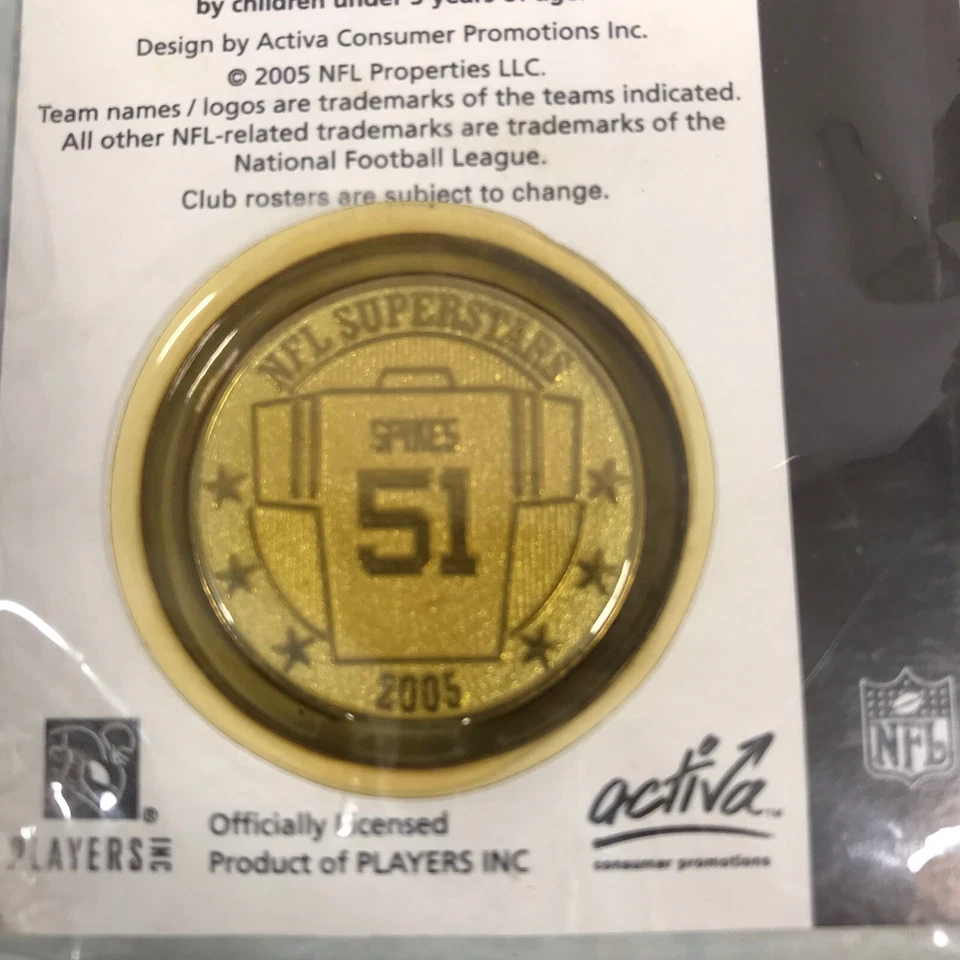 Buffalo Bills Medallion Coin Football Takeo Spikes 2005 NFL Superstars - NOS - Image 4 of 4