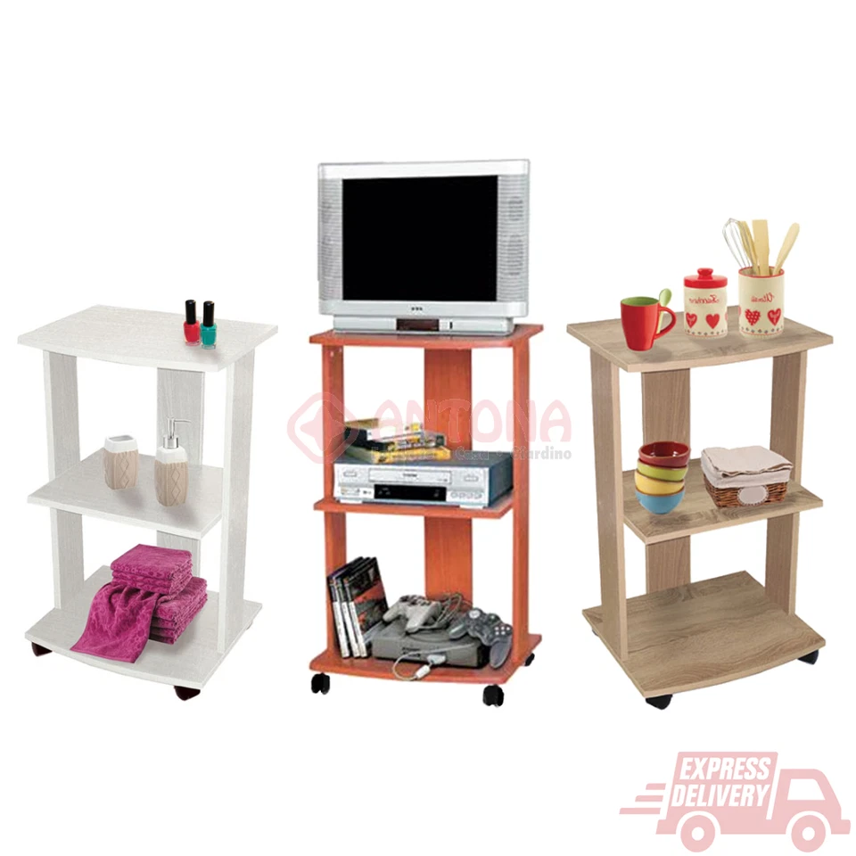 Mobile carrello 100 usi multiuso porta tv con ruote freno mobile arredo interno - Immagine 2 di 2