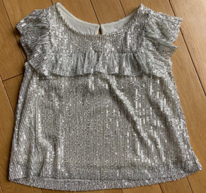 NWT Justice sequin ruffle sleeveless top cream (sz 14)