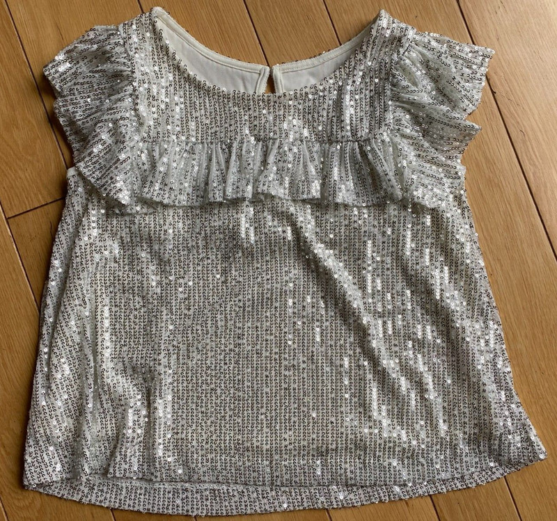 NWT Justice sequin ruffle sleeveless top cream (sz 14)