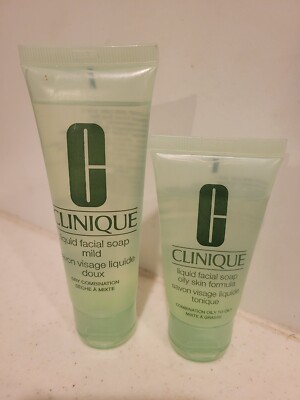 Clinique Liquid Facial Soap Mild formula 1.7oz And Oily skin Formula 1.0oz