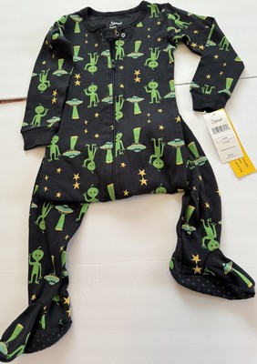 Child s Alien Print Closed Feet Zip Front Leveret Sleep PJ s Size 4