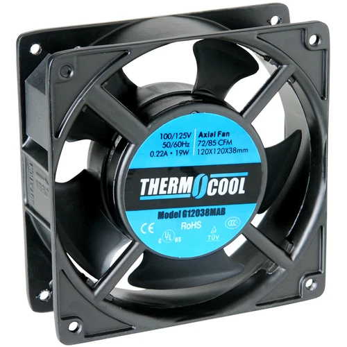 Thermocool 110 VAC Fan 120 x 38mm Ball Bearing 72 CFM