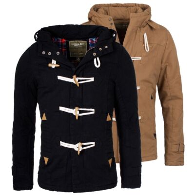 Young & Rich Herren warme Winter Jacke Kurzmantel Dufflecoat Parka Kapuze Jk-414