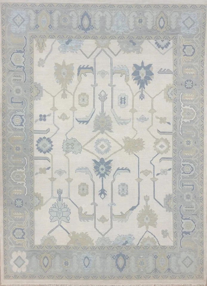 Geometric Transitional Oushak Oriental Area Rug Hand-knotted Home Decor 6'x8' - Image 3 of 4