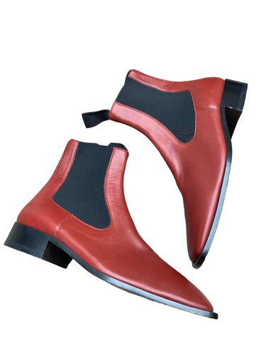 Ankle Brick Red Lambskin Boots 
