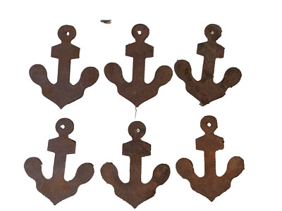 Set/6 Primitive Rusty Tin Anchor Cutout Cutouts 2'' Lake Boat Rust Ornament Craft