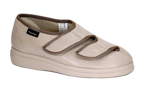 Fischer Therapieschuh Verbandschuh Hausschuh Senioren Reha beige Klett K-Weite - Bild 1 von 4