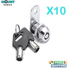 10Pack Locks 5/8" Tubular Cam Lock for Camper Cabinet Drawer Toolbox Keys